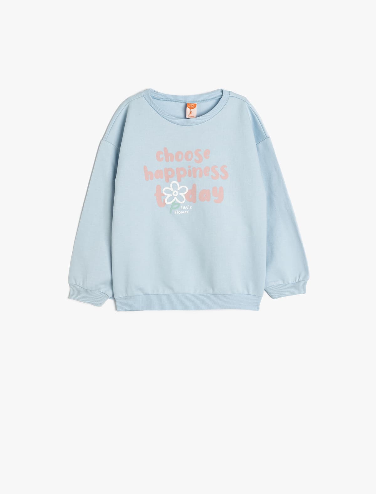 Pambıq Uzunqol Slogan Çaplı Sweatshirt