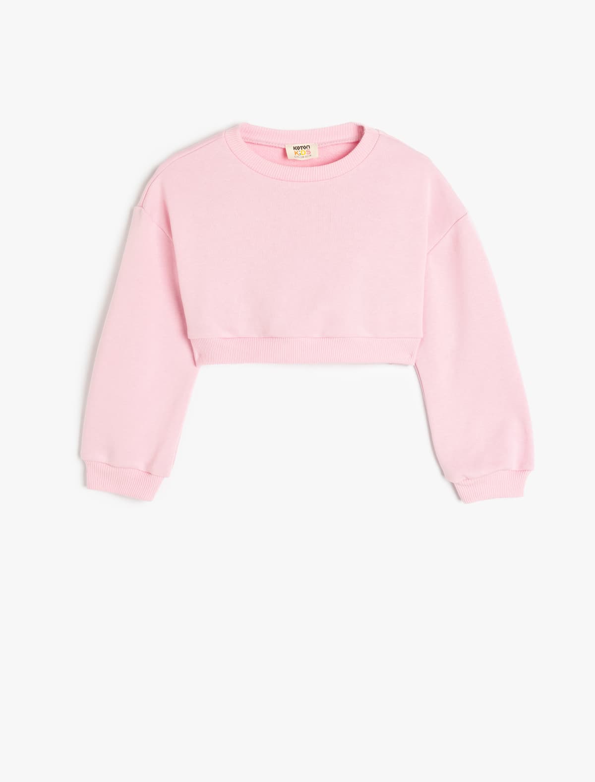 Crew Yaka Uzunqol Basic Crop Sweatshirt