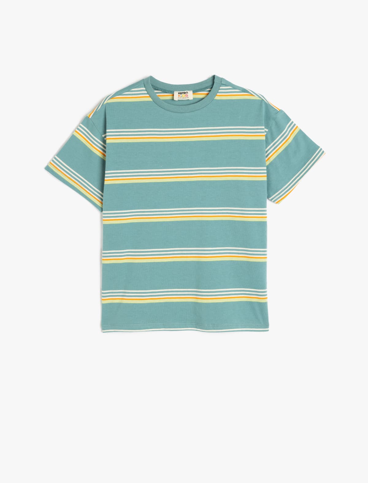 Pambıq Zolaqlı Qısaqol Boyun Böyük Boy T-shirt