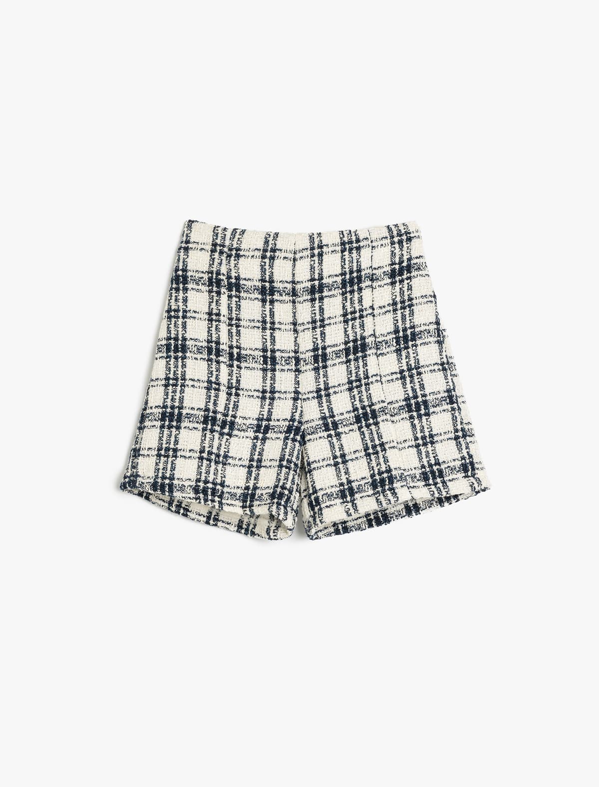 Plaid Naxışlı Yüksək Bel Tvid Şort