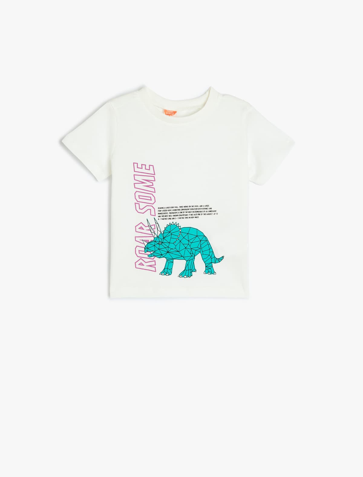 Crew Yaka Qısaqol Pambıq Dinozavr Çaplı T-shirt