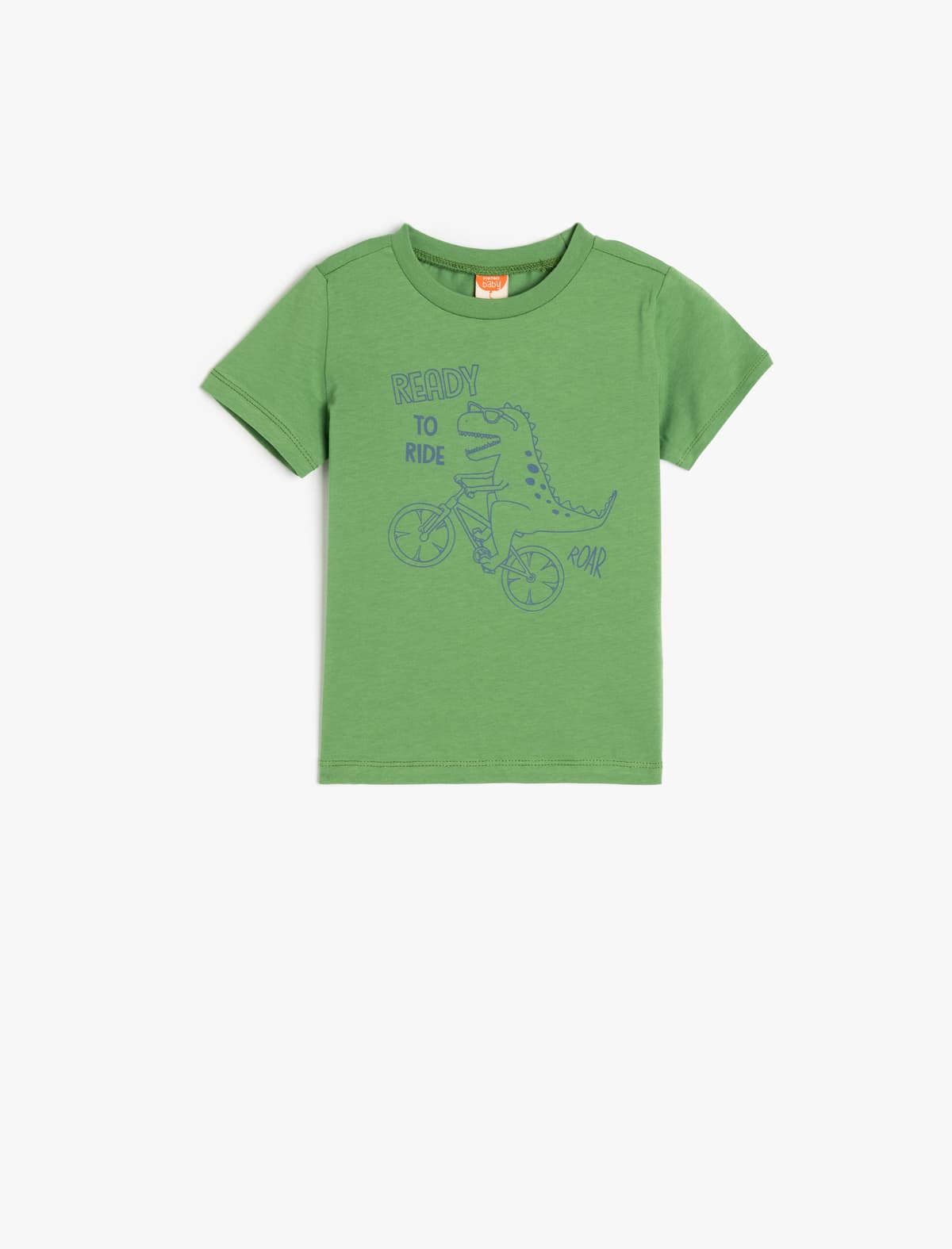 Crew Yaka Qısaqol Pambıq Dinozavr Çaplı T-shirt