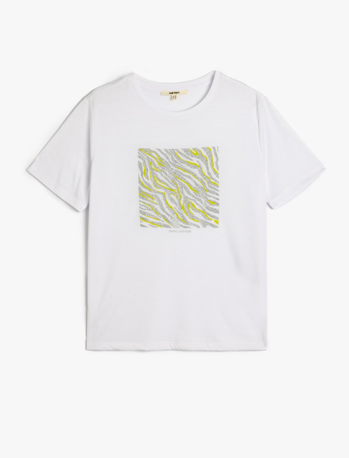 Crew Yaka Qısaqol Çaplı Parıltılı Çaplı T-shirt