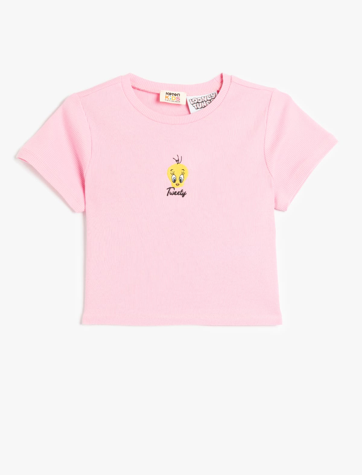 Pambıq Tweety Nakışlı Lisenziyalı Qısaqol Yakalı T-Shirt