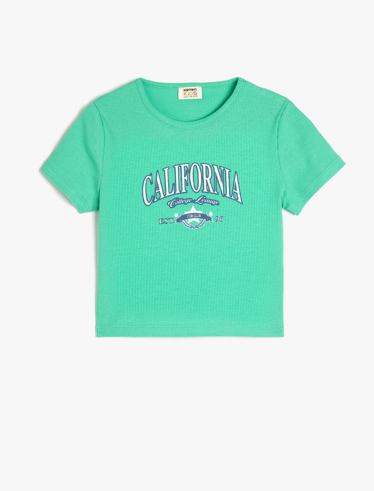 California Çaplı Qısaqol Ekipaj Yaka Pambıq Bitki T-shirt