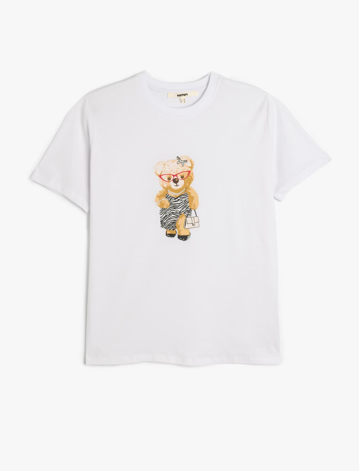 Qısaqol Ekipaj Yaka Pambıq Teddy Bear Çaplı T-shirt