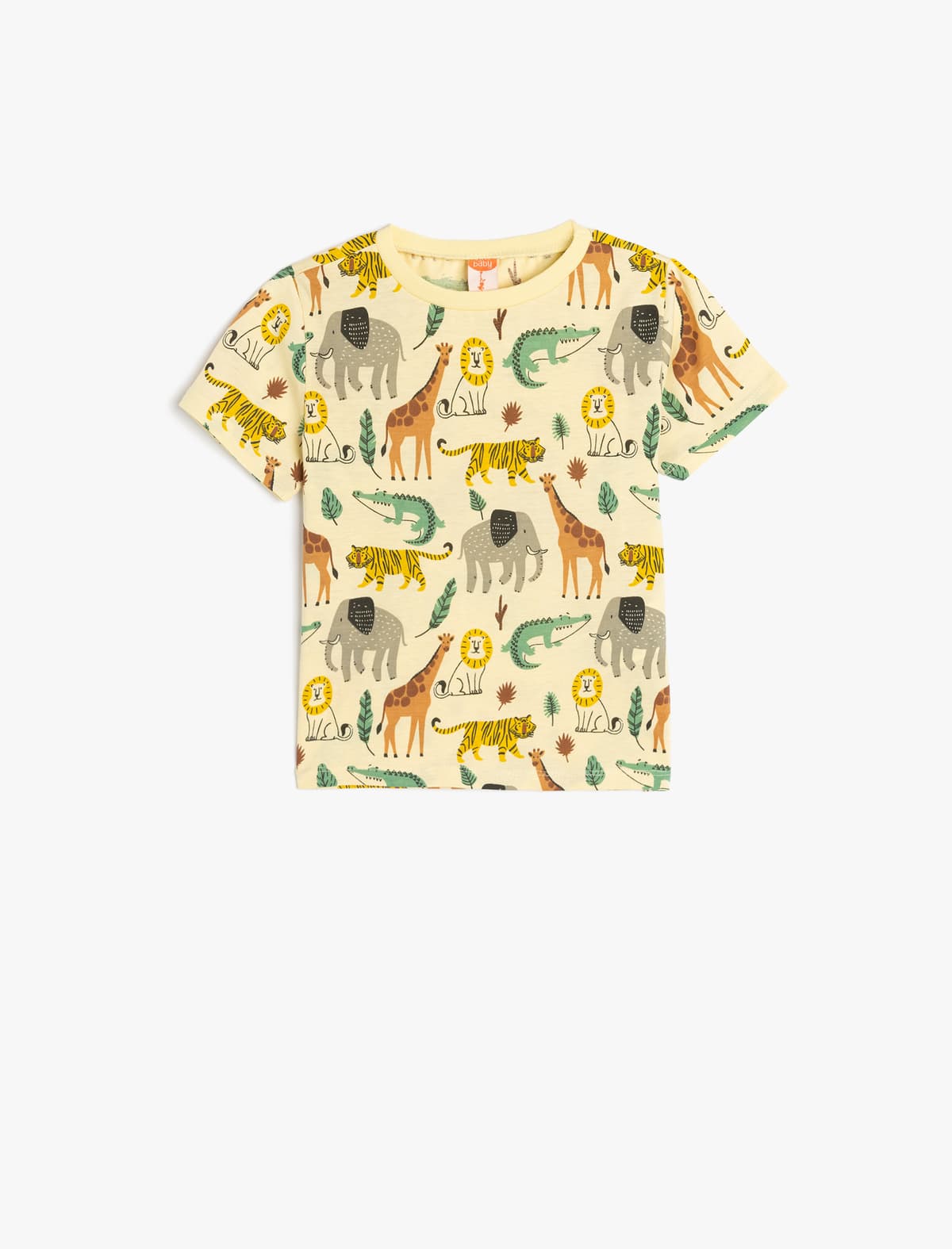Crew Yaka Qısaqol Heyvanlar Çaplı Pambıq T-shirt