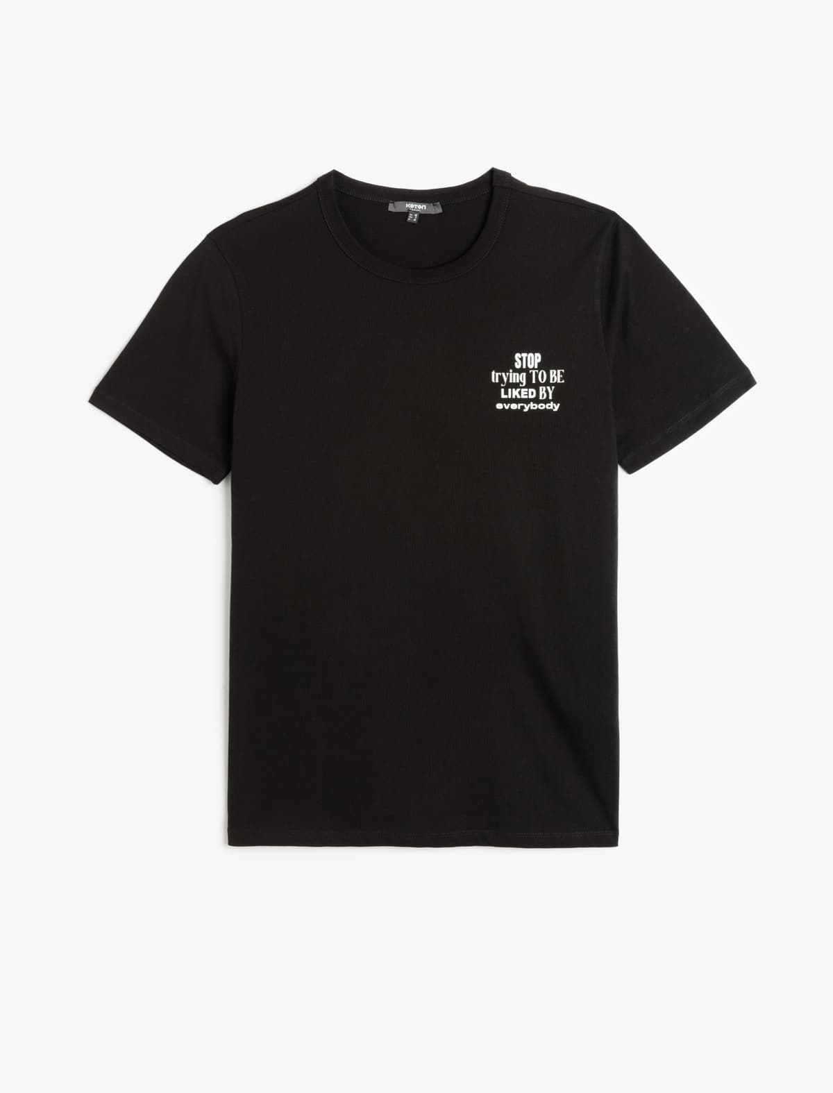 Şüarlı Çaplı Qısaqol Pambıq Crew Yaka Slim Fit T-shirt