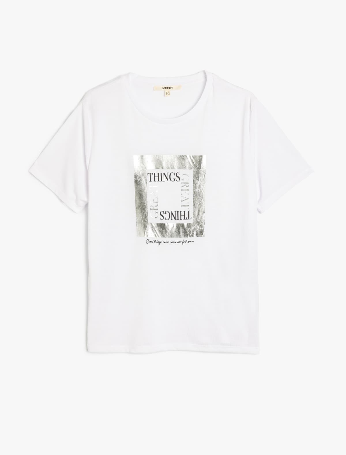 Qısaqol Ekipaj Yakalı Metalik Çaplı T-shirt
