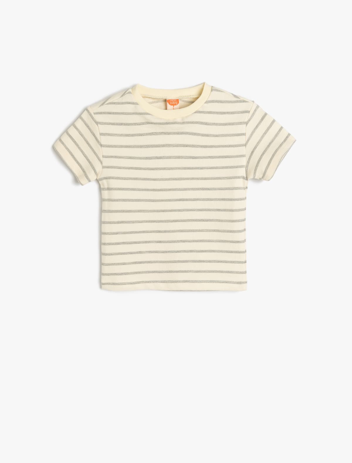 Cotton Crew Yaka Qısaqol Zolaqlı T-shirt
