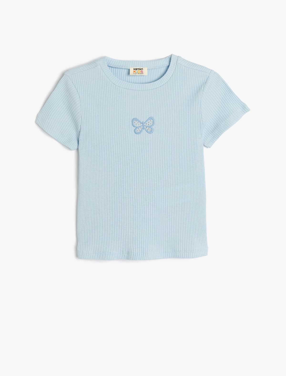Kəpənək Naxış Detallı Kəpənək Yakalı Pambıqlı T-shirt