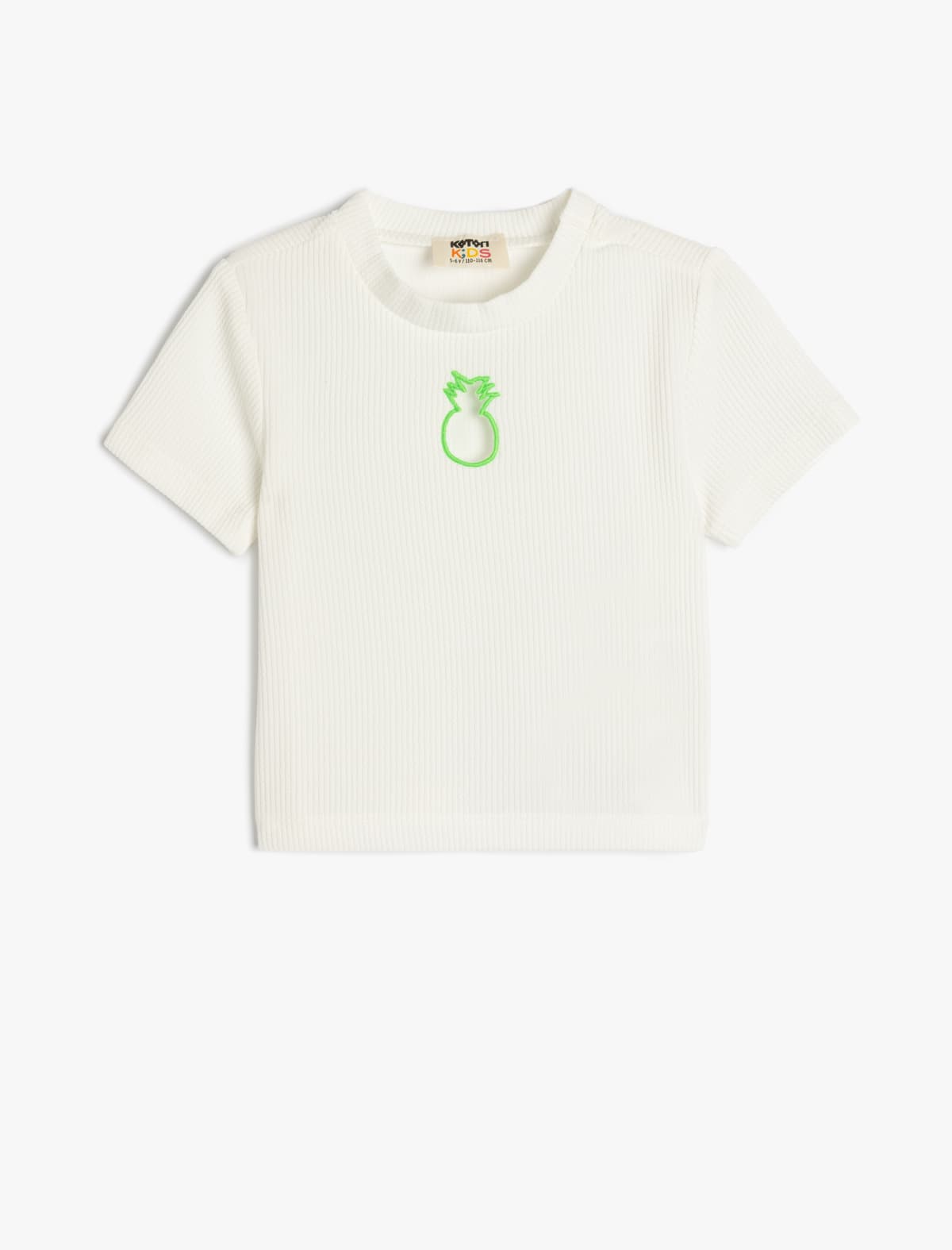 Ananas Pəncərə Detallı Crew Yaka Qısaqol Crop T-shirt