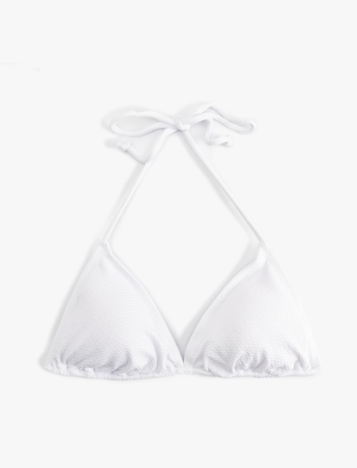 Teksturalı Üçbucaqlı Boyun Simli Bikini Üstü