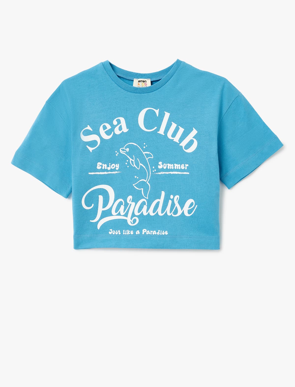 Crew Yaka Qısaqol Pambıq Bitkili T-shirt