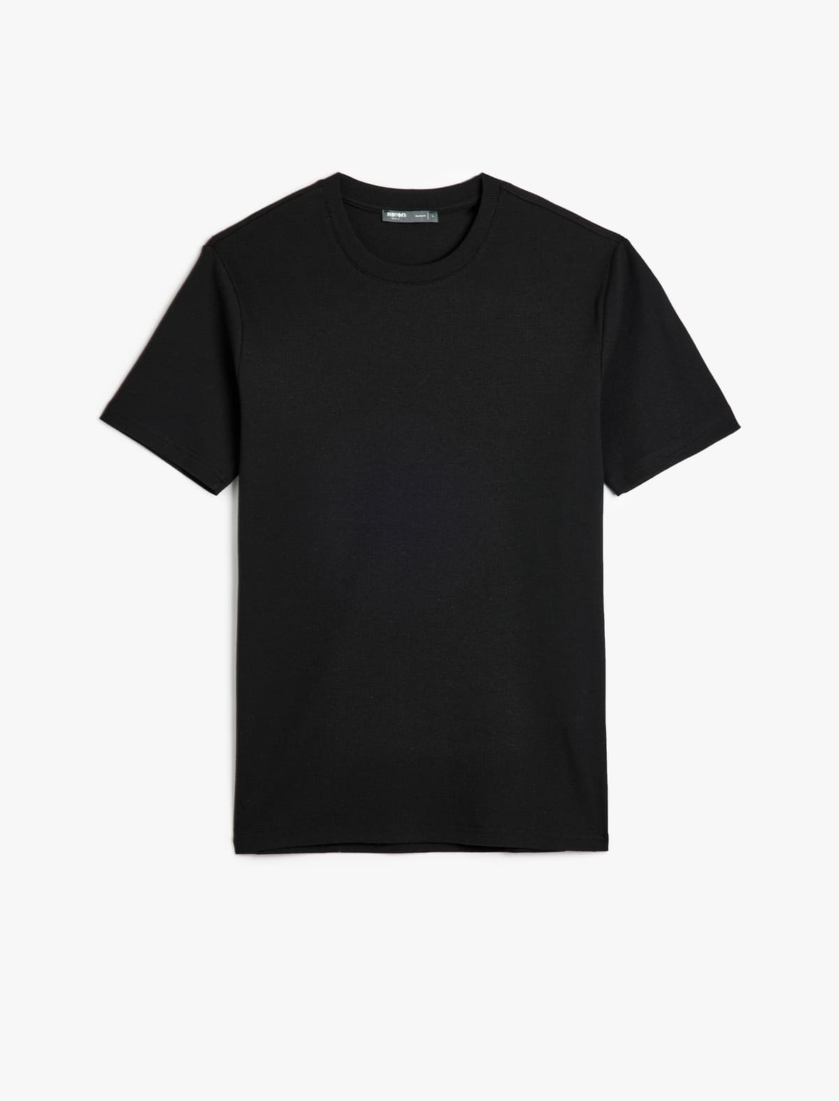 Qısaqol Pambıq Qarışığı Slim Fit Crew Yaka Basic T-shirt