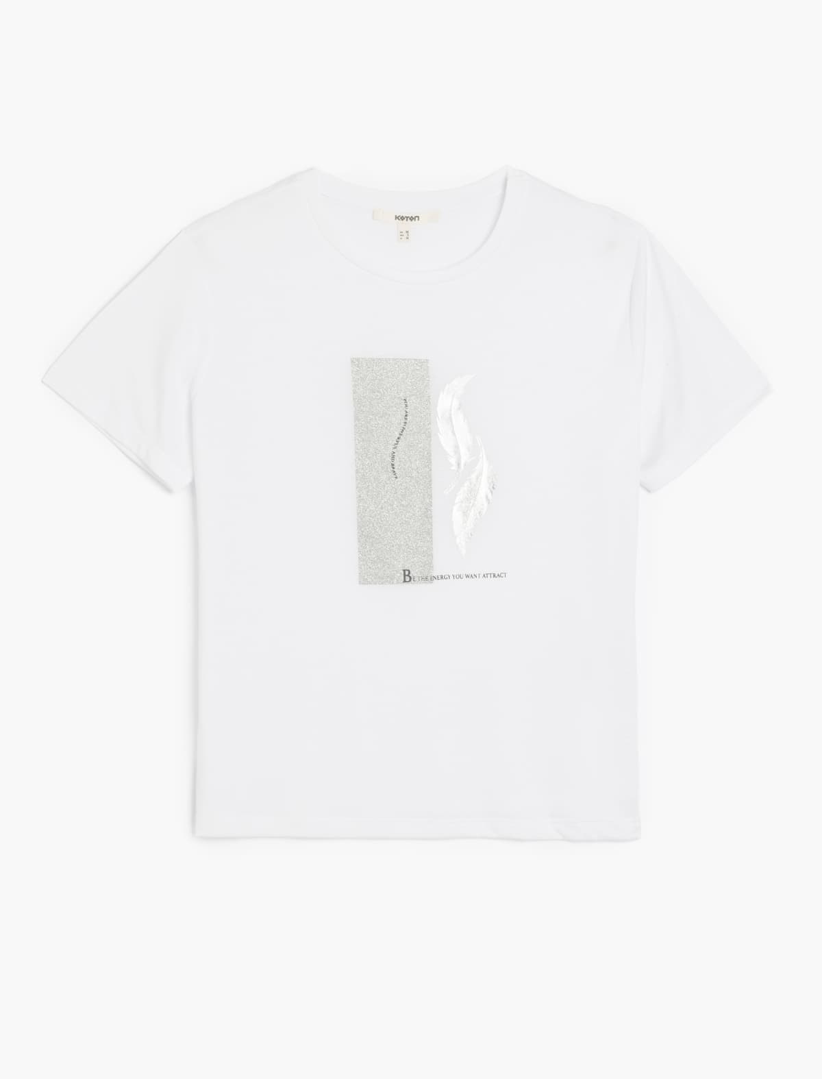 Crew Yaka Qısaqol Parlaq Metalik Çaplı T-shirt
