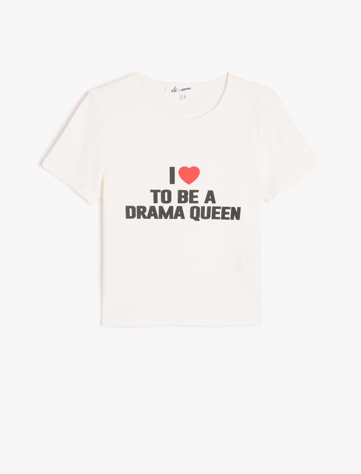 Slogan Çaplı Qısaqol Slim Fit Crew Yakalı köynək