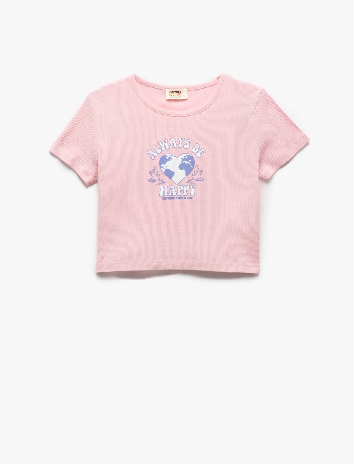Pambıq Ürək Çaplı Qısaqol Yakalı Crop T-shirt