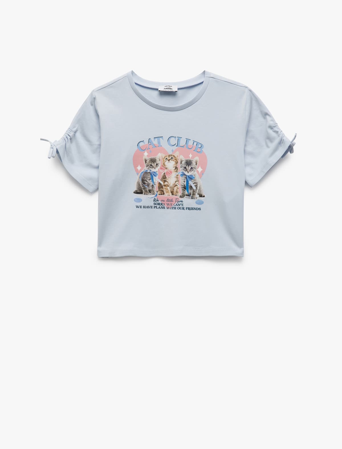 Pambıq Pişik Çaplı Qısaqol Yakalı Crop T-shirt