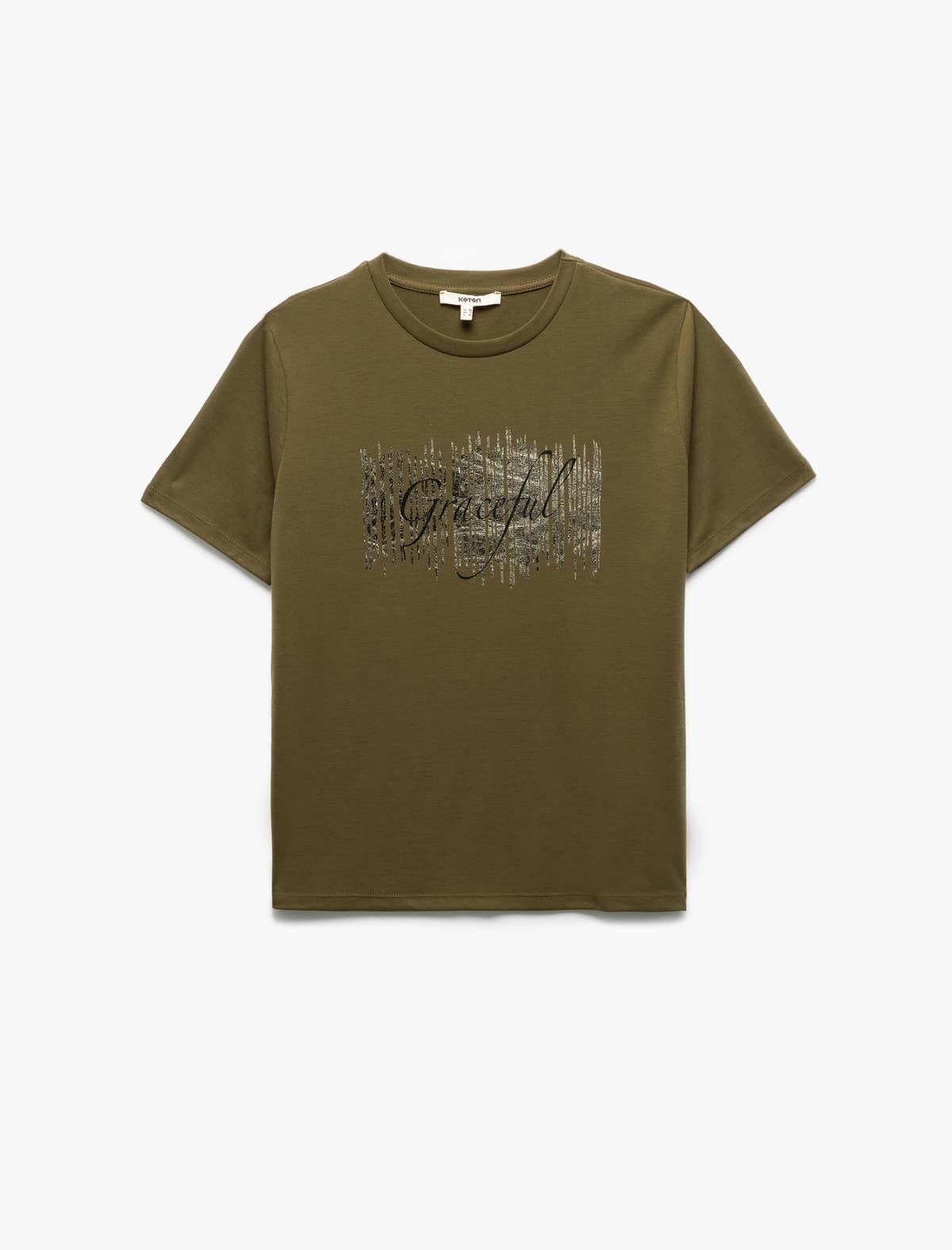 Çaplı Qısaqol Yakalı Qadın T-shirti