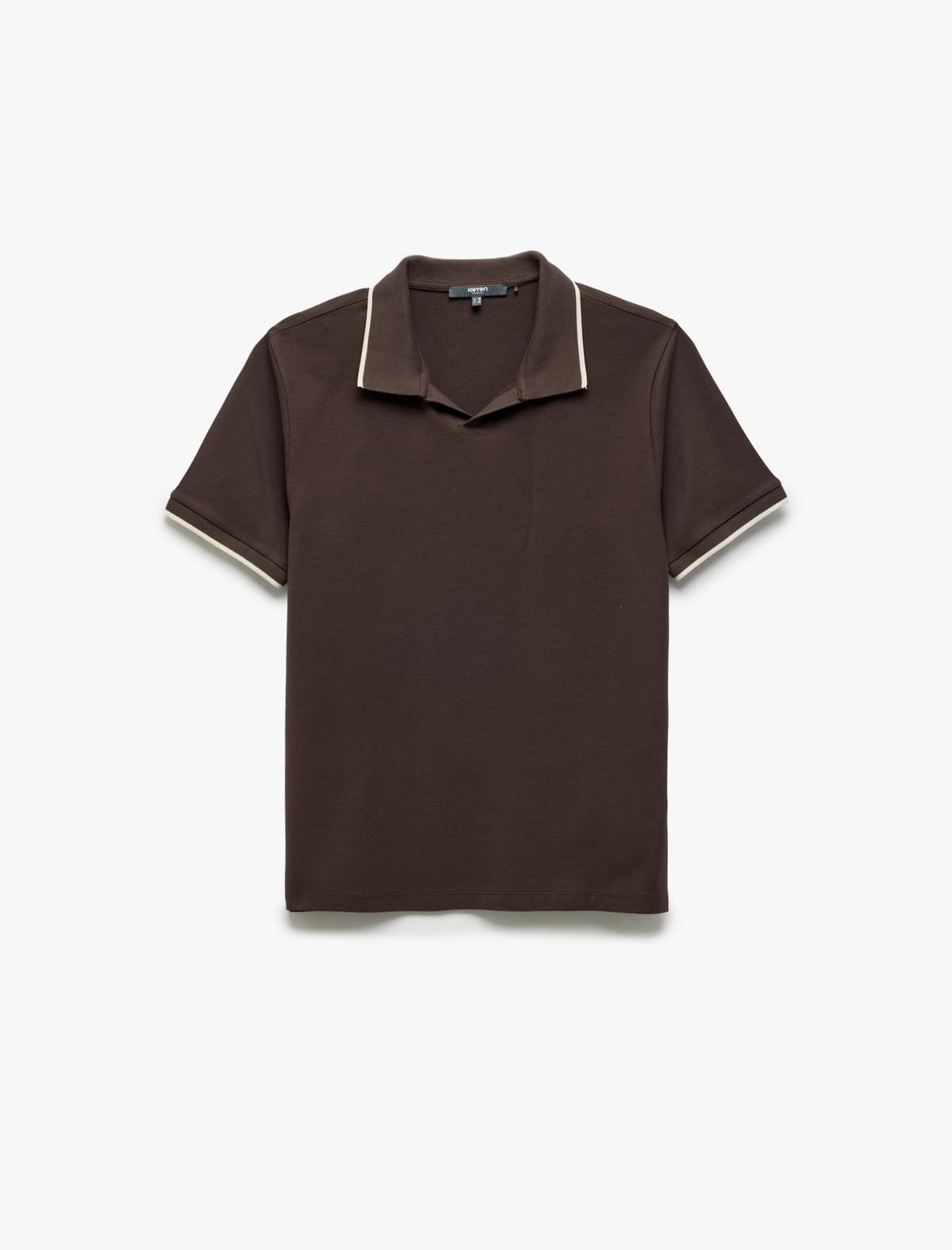 Kontrast Detallı Pambıq Pike Parça Qısaqol Slim Fit Polo Yaka T-shirt