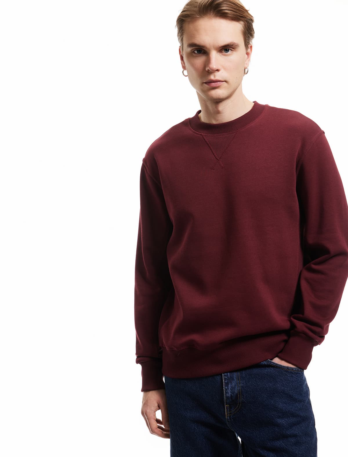 Boyun tikişi Detallı Qaldırılmış Pambıq Qarışıqlı Basic Sweatshirt