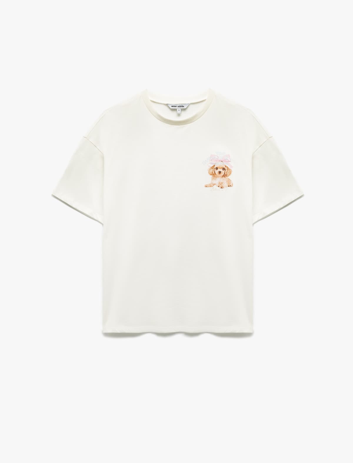 Pambıq Qısaqol Yakalı Rahat Kəsilmiş Arxa Çaplı T-Shirt
