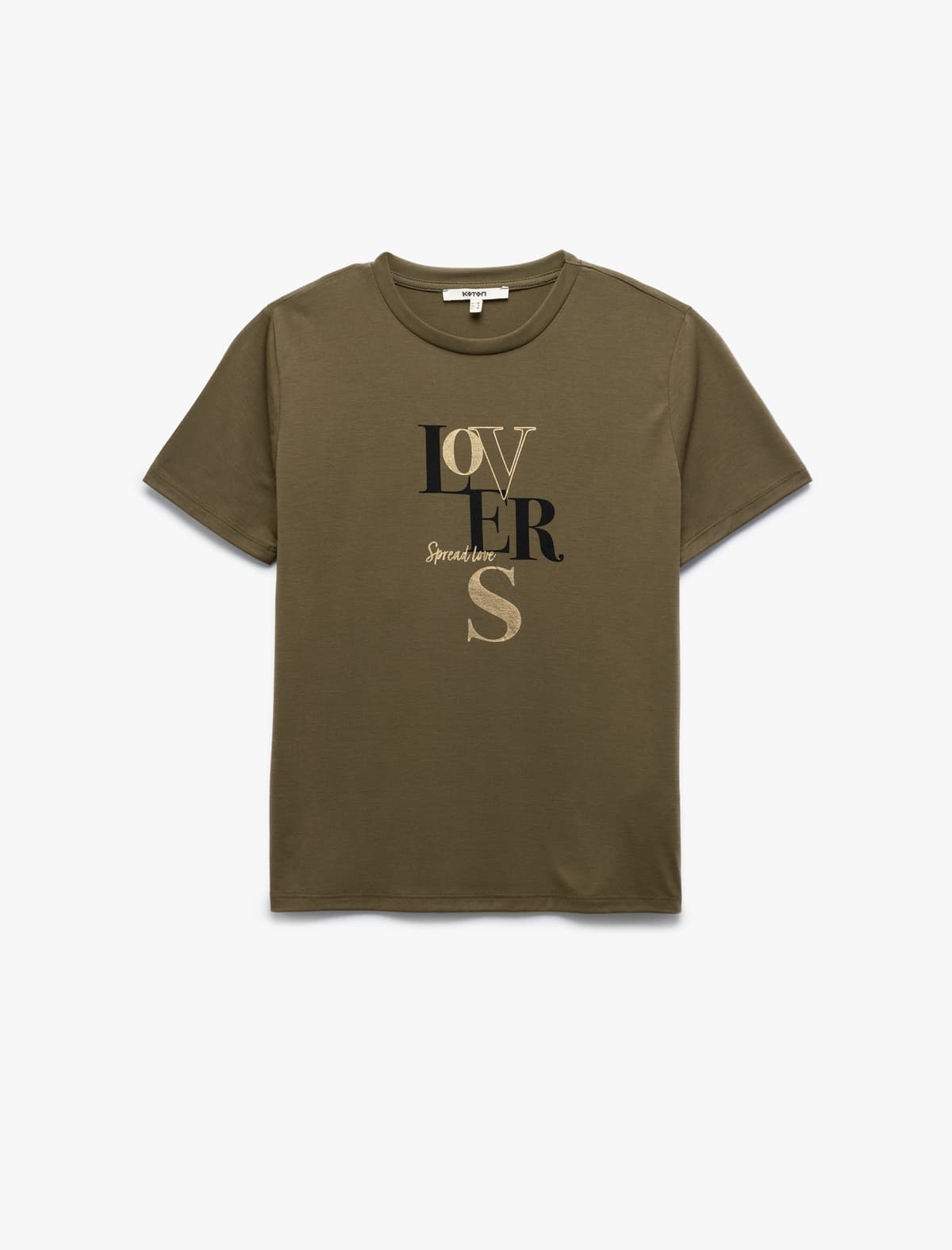 Crew Yaka Qısaqol Çaplı Qadın T-shirti
