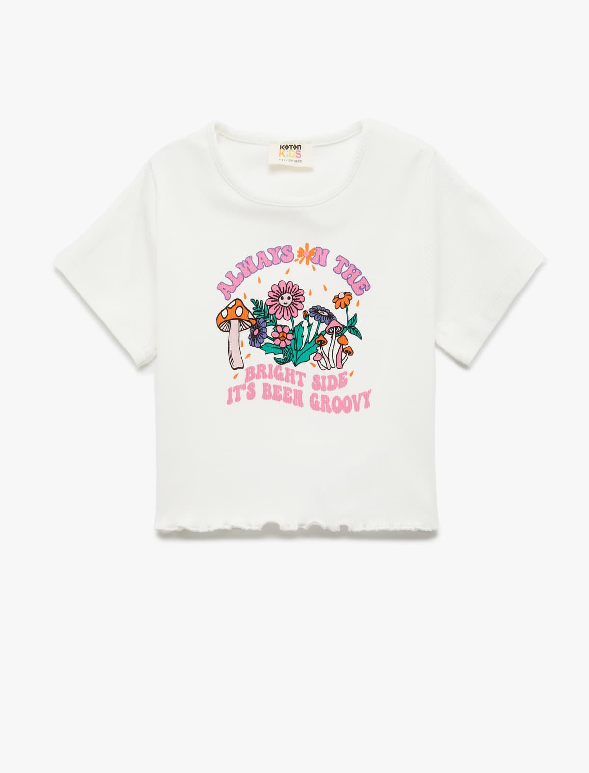 Cotton Crew Yaka Qısaqol Çaplı Crop T-shirt