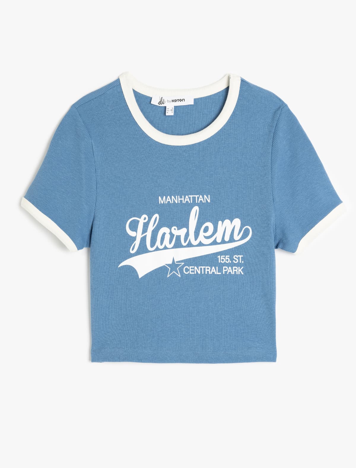 Qısaqollu Crew Boyun Kolleci Çaplı Crop T-Shirt