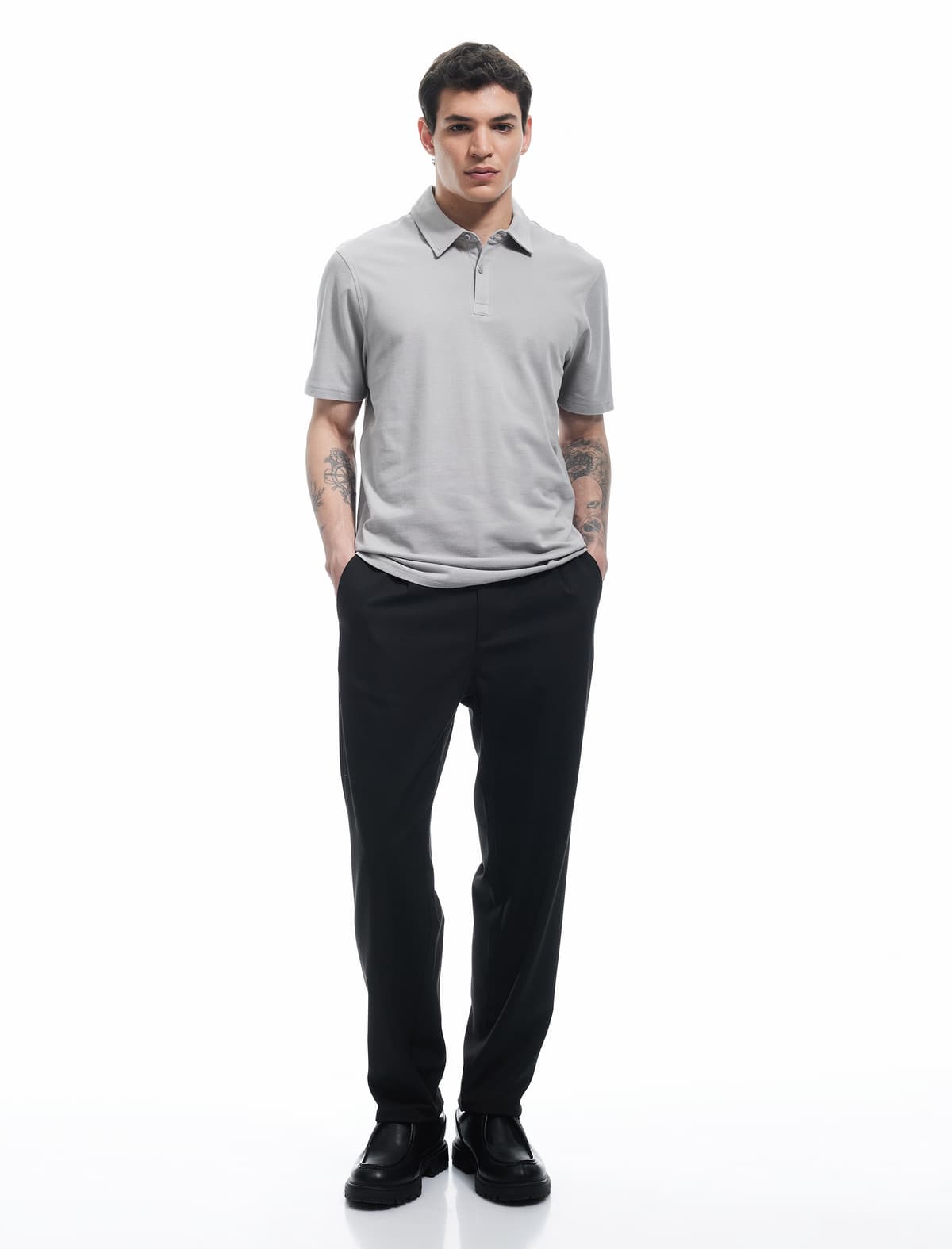 Pambıq Normal Fit Qısaqol Polo Yakalı köynək