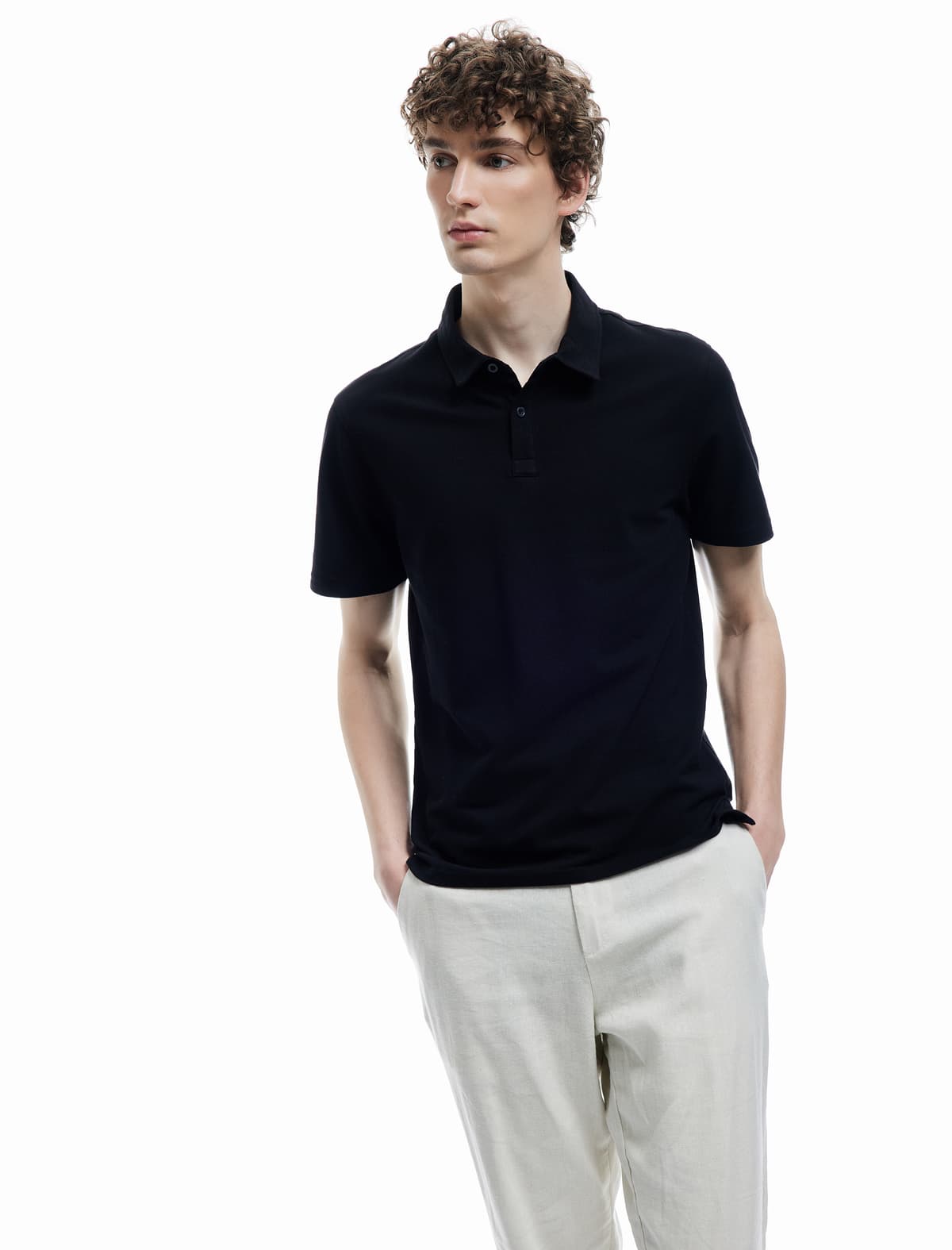 Pambıq Normal Fit Qısaqol Polo Yakalı köynək