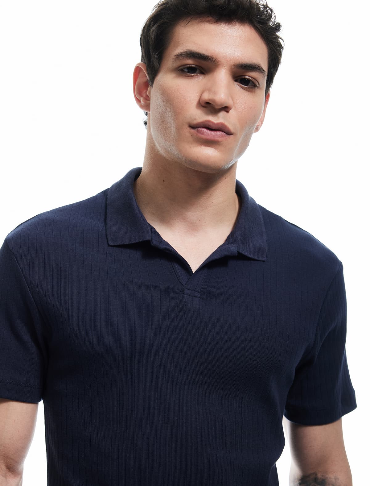 Qısaqol Pambıq Slim Fit Polo Yakalı köynək