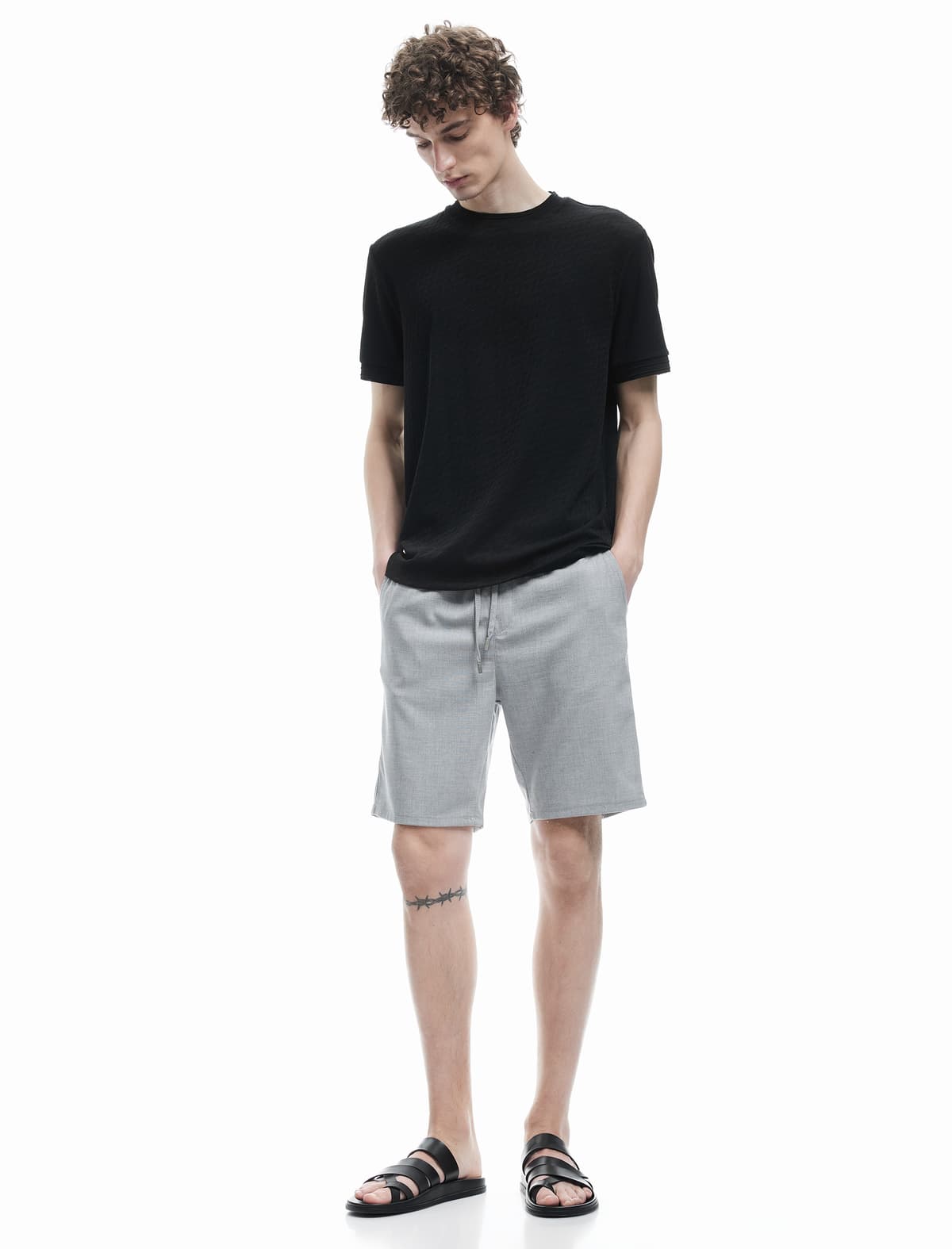 Viskoz Qarışıqlı Cib Detaylı Bermuda Slim Fit Krujeva Bel Şort
