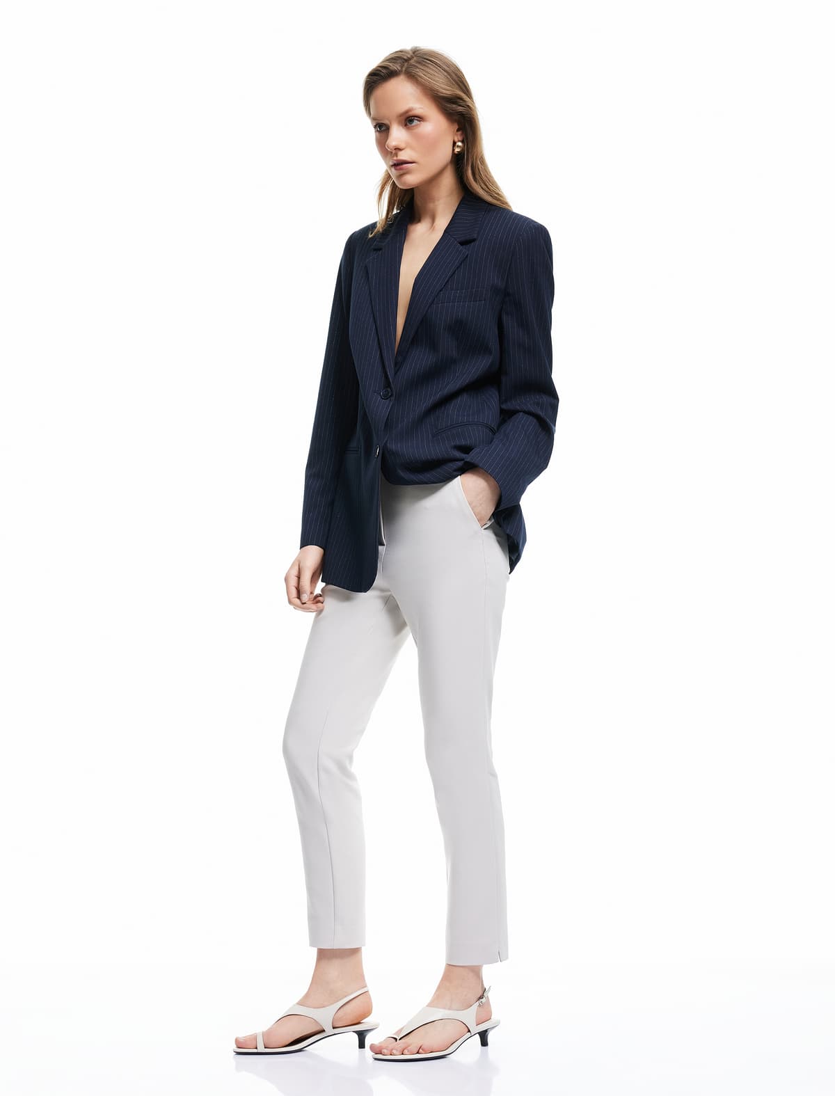 Yüksək Bel Slim Fit Siqaret Şalvar