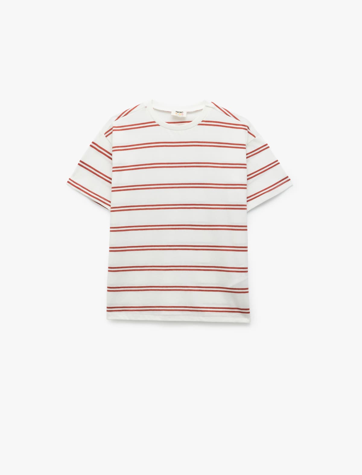 Qısaqol Yakalı Pambıq Zolaqlı Oversize T-shirt