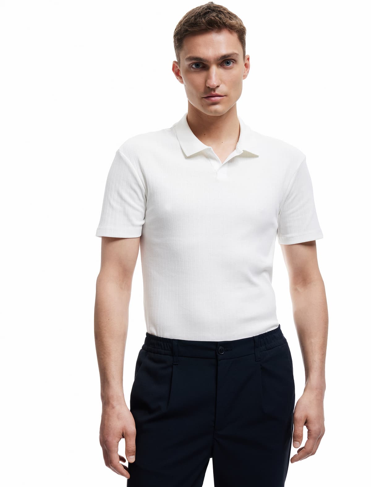 Qısaqol Pambıq Slim Fit Polo Yakalı köynək