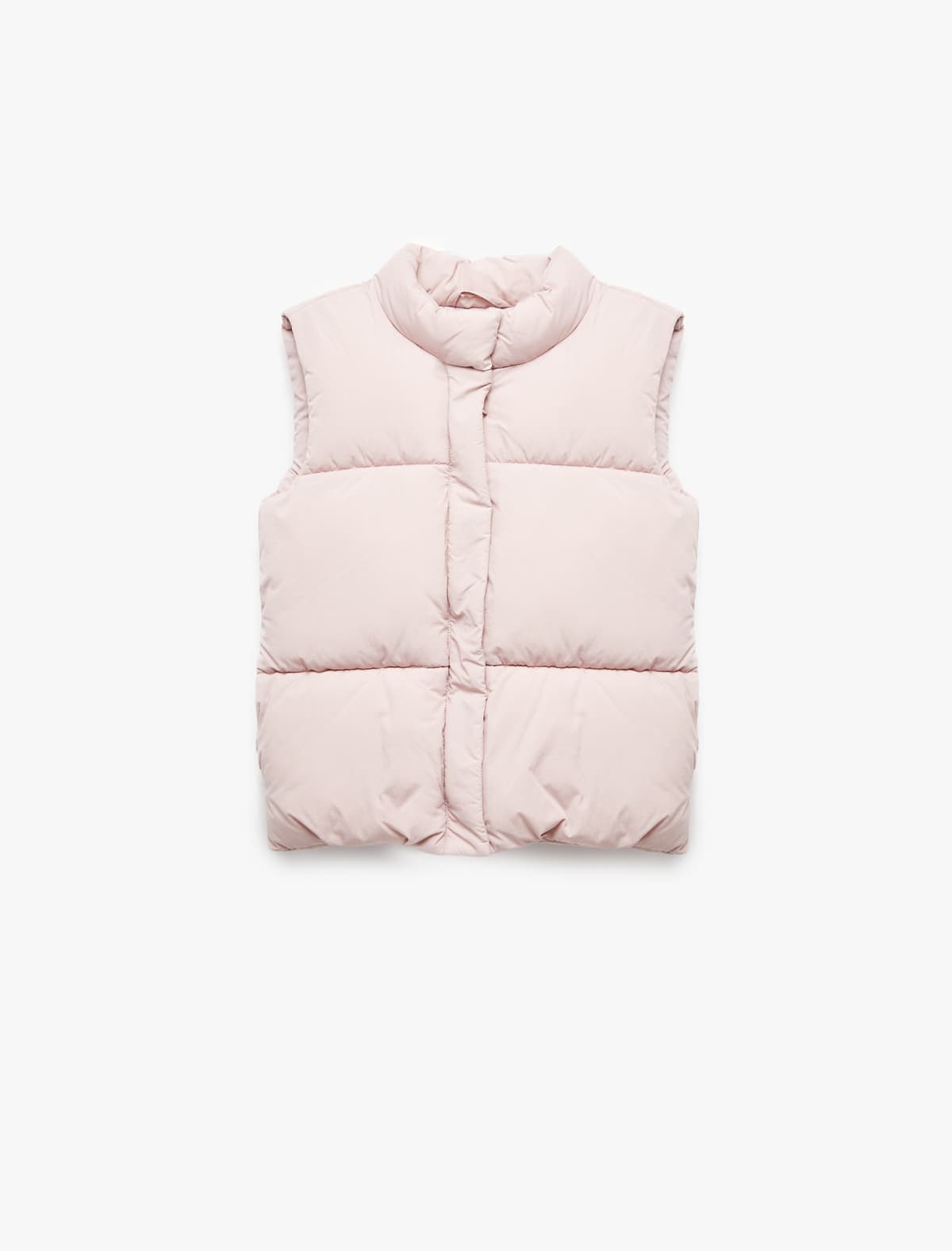 Yüksək Yaxalı Fermuarlı Qolsuz Puffer Jilet