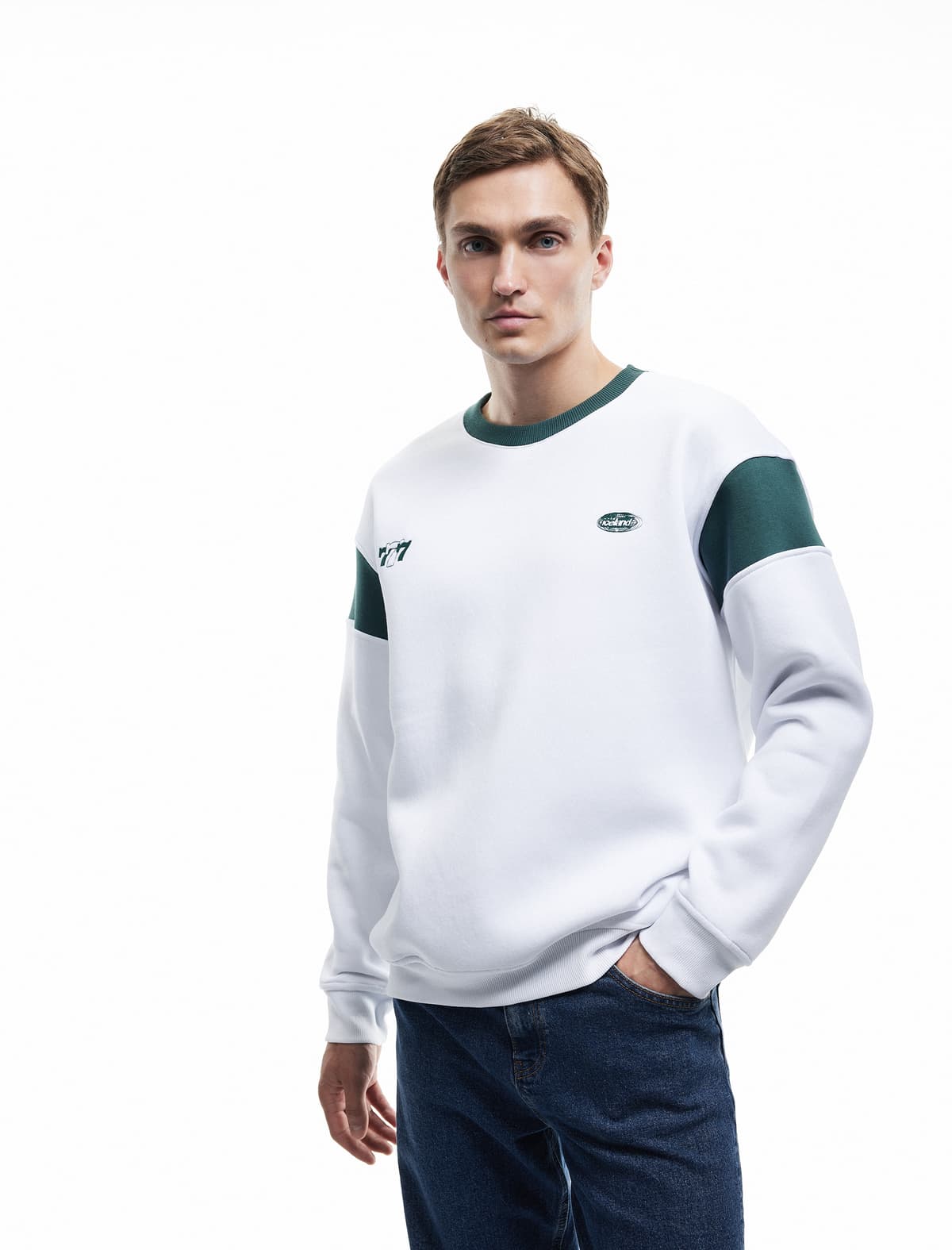 Qaldırılmış Uzunqol Ekipaj Yaka Arxa Çaplı Sweatshirt