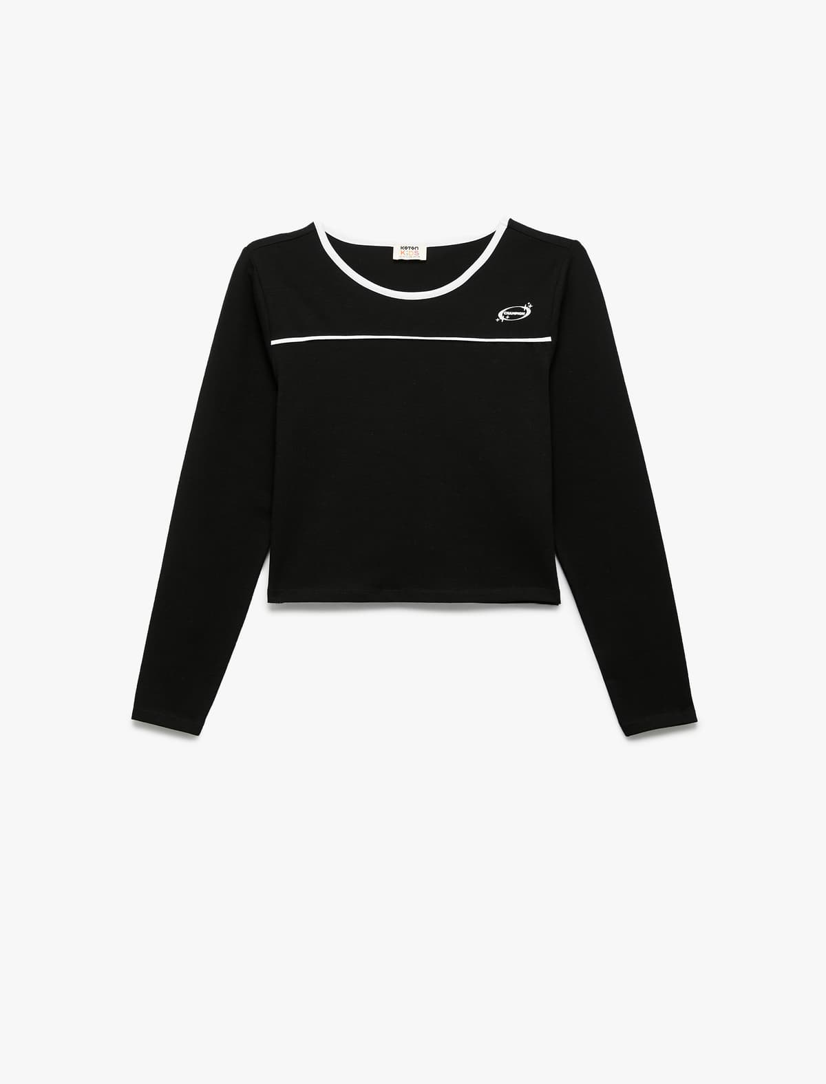 Pambıq Uzunqol Ekip Yakalı Crop T-shirt