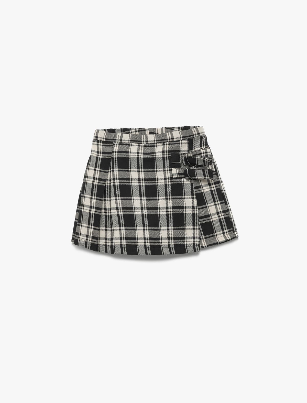 Pambıq Metal Tokalı Plaid Şort Etek