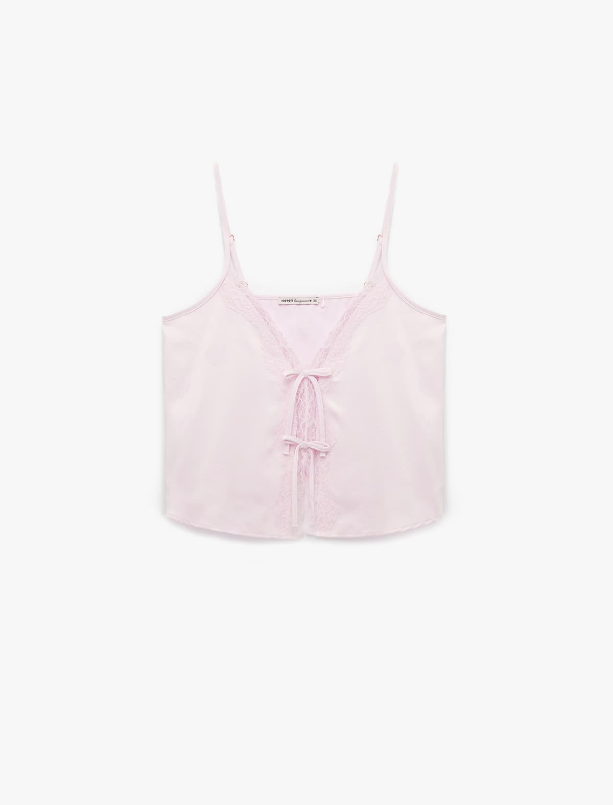 Krujeva Detallı İncə Qayışlı Satin Pijama Üstü