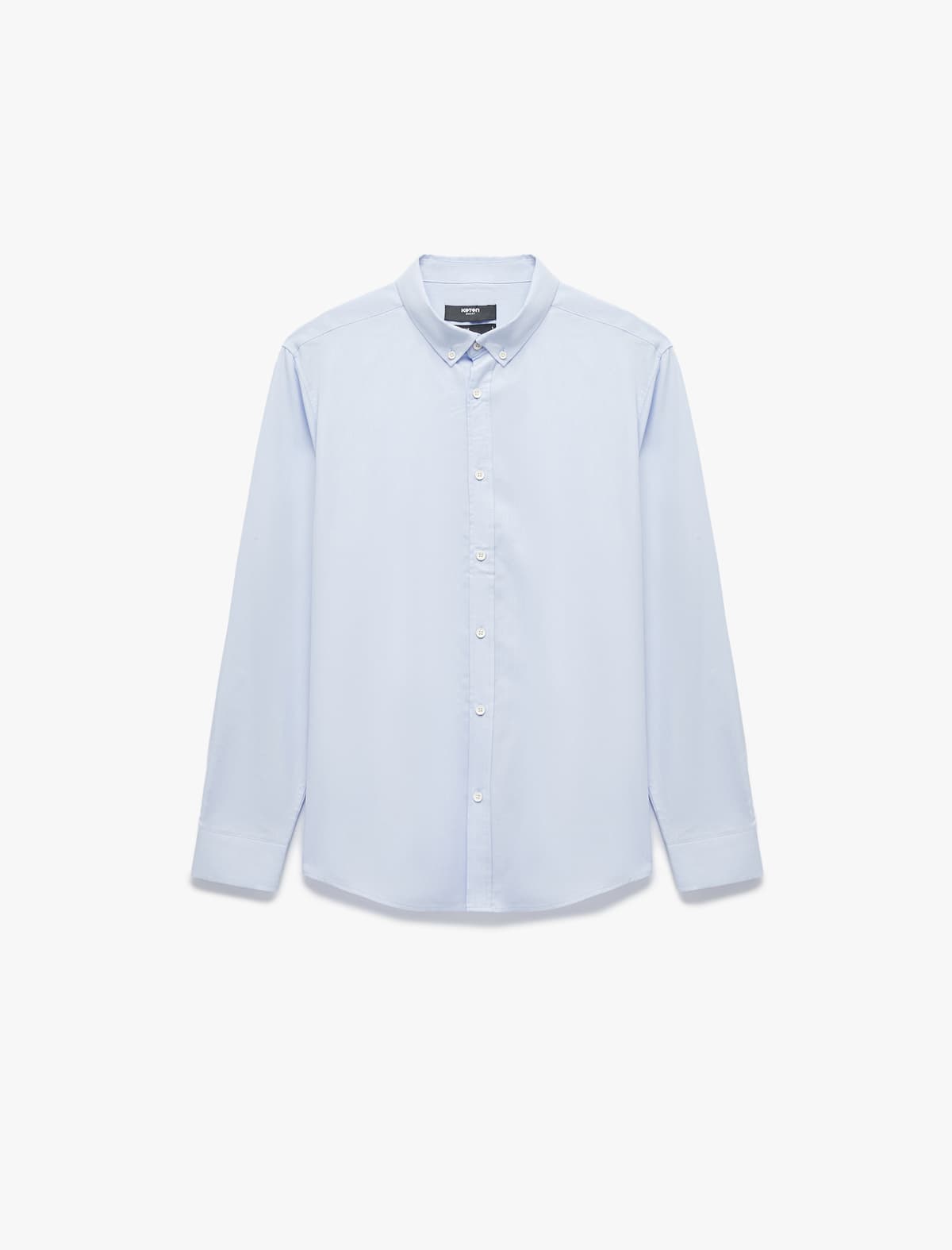 Regular Fit Pambıqlı Oxford Uzunqol Düyməli Yaxalı Köynək