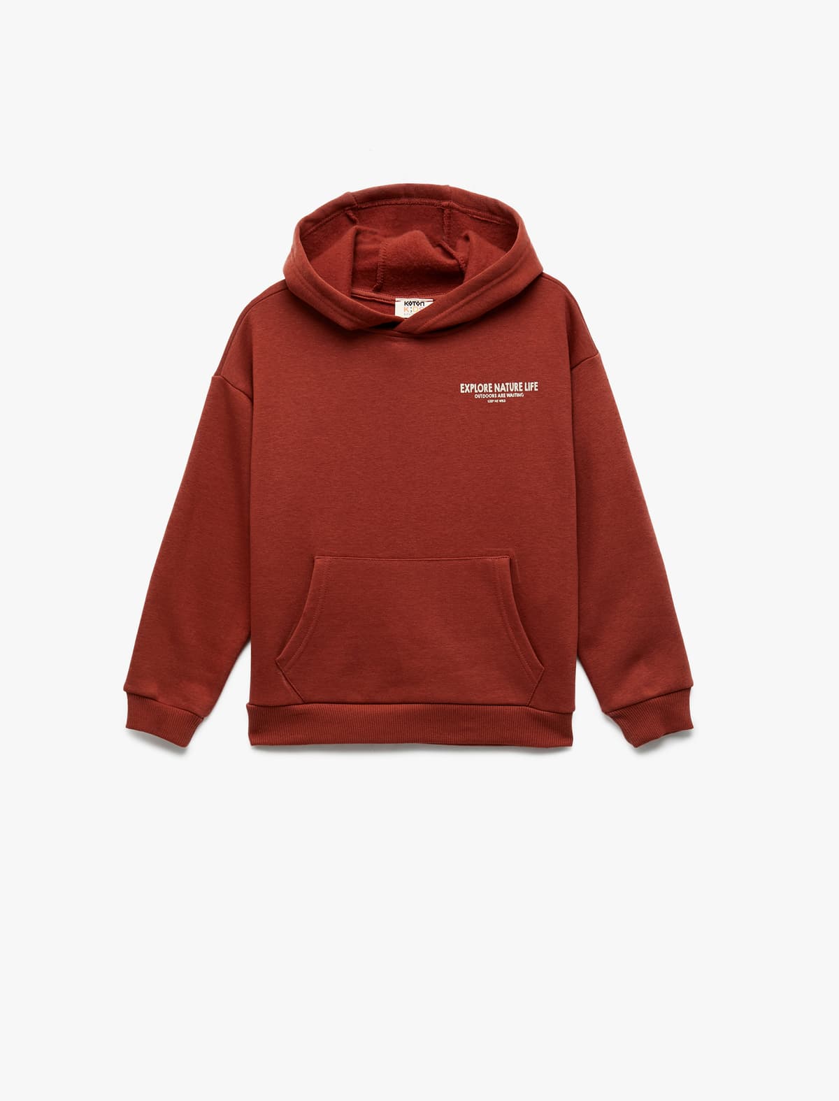 Uzunqol Çaplı Qaldırılmış Pambıq Kapüşonlu Sweatshirt