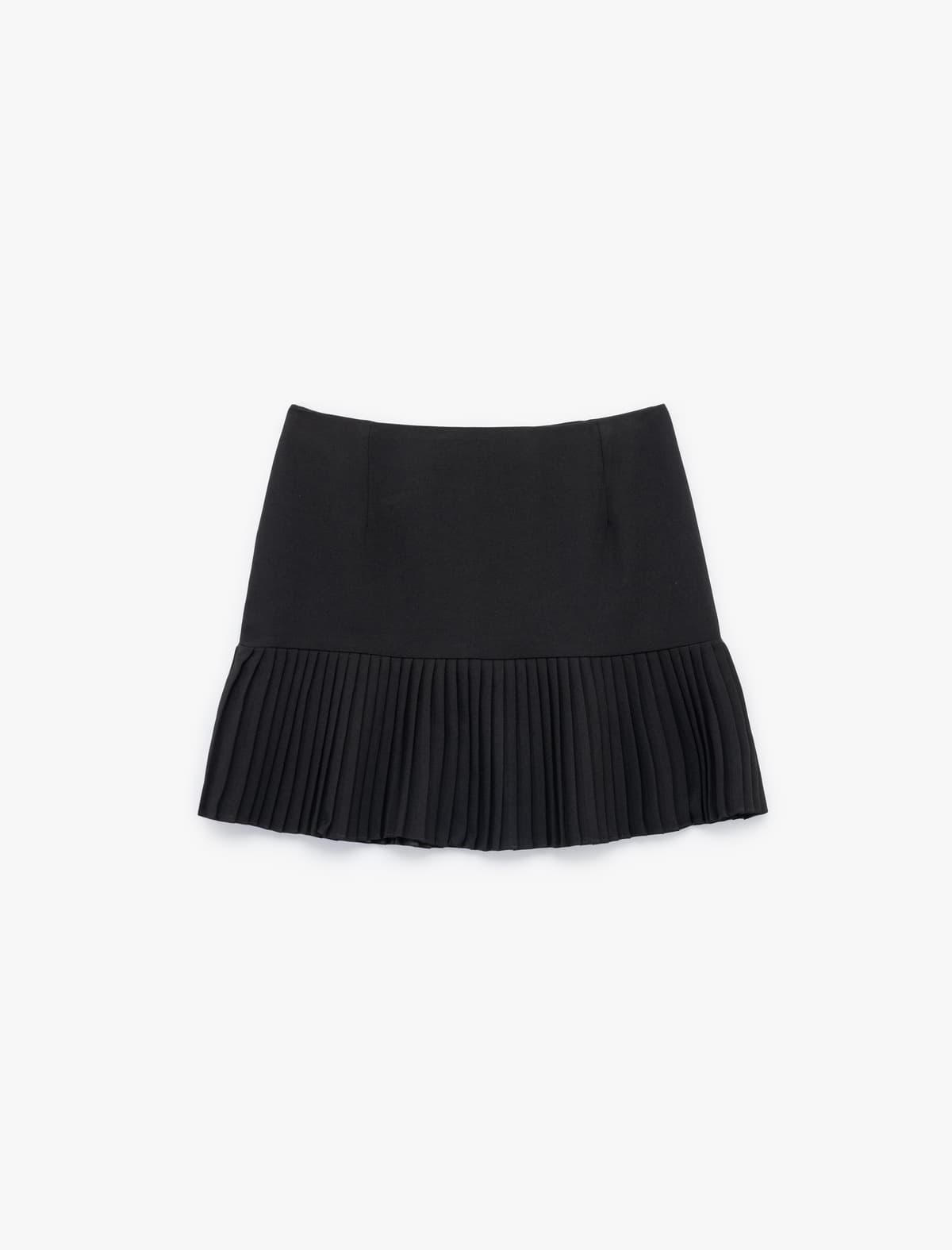 Krep Parça Qırışlı Mini Etek