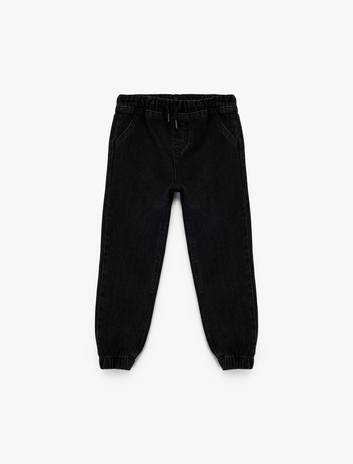 Bel krujeva ilə pambıq rahat kəsimli Jogger denim şalvar
