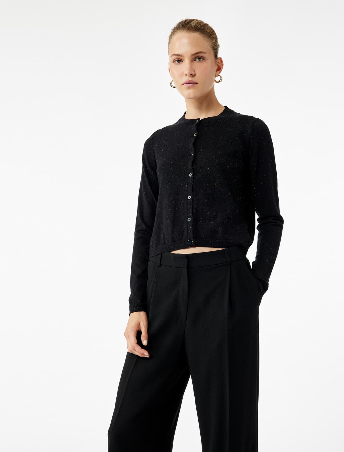 Normal Fit Uzunqol Ekipaj Yaka Trikotaj Hırka