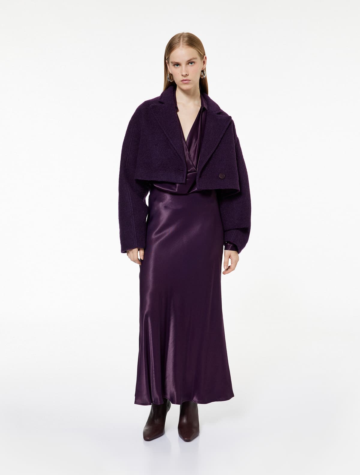 Yaxalı Uzunqol Viskoza Satin Bluza