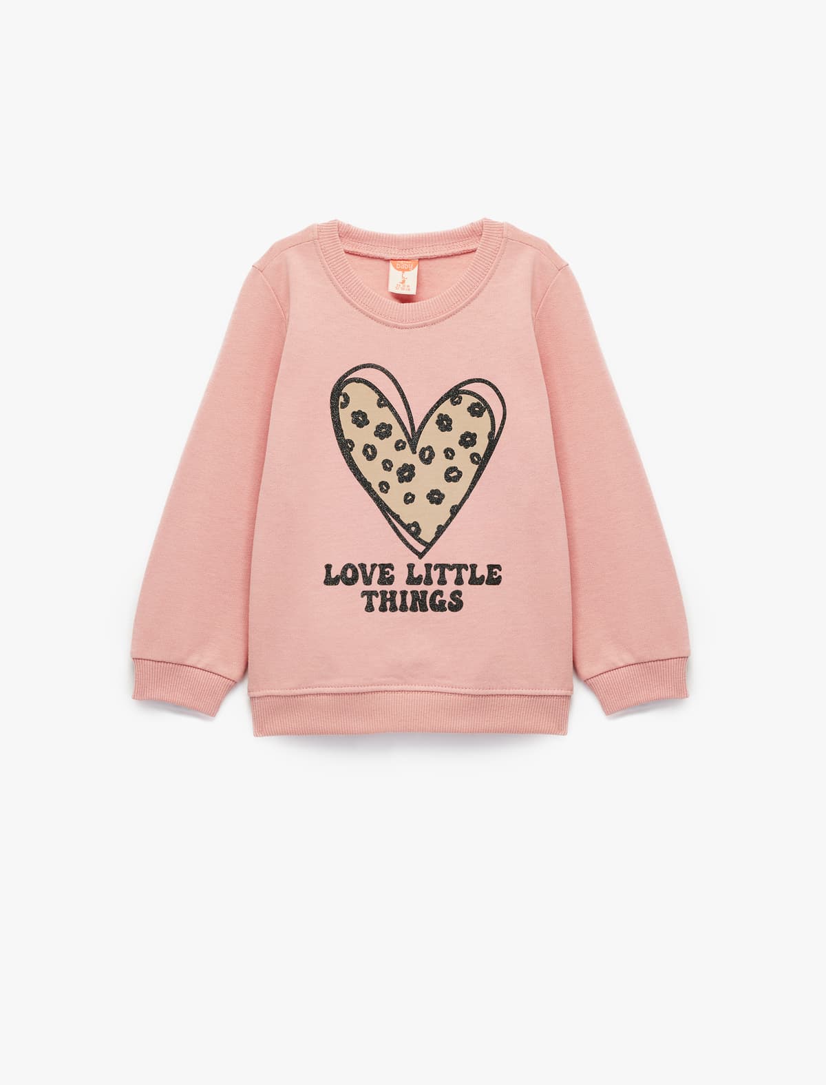 Pambıq Uzunqol Ekipaj Yaka Ürək Çaplı Lent Sweatshirt