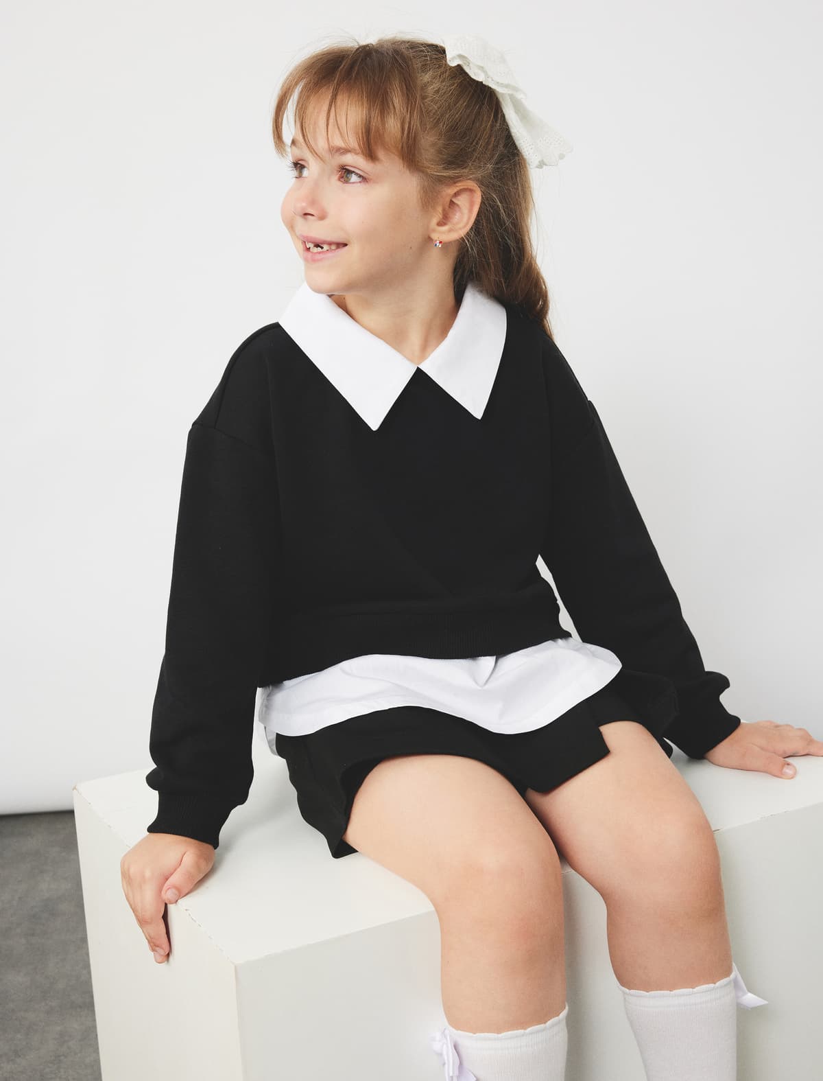 Köynək Yaxası Detallı Uzunqol Sweatshirt